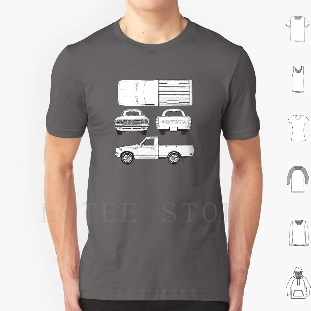 1978 Hilux Blueprint T Shirt Print Cotton Blueprint Pickup Classic Truck Truck Classic Old School Vintage Car Vehicle Render