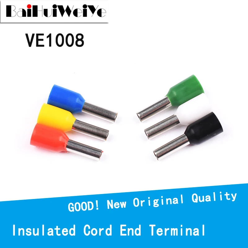 100PCS/LOT VE1008 Wire Connect Insulated Connector Terminal Crimp Terminator Cold Pressed Insulated Termina E1008