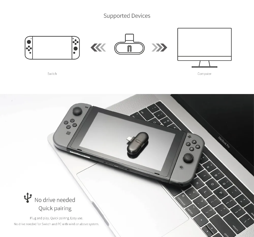 Gulikit-Adaptador de Audio con Bluetooth Route + Pro, transceptor inalámbrico, adaptador USB C para Nintendo Switch, PC, compatible con Chat de voz en el juego