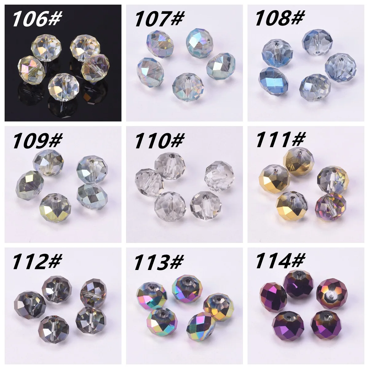 Plated Colors Rondelle Faceted Czech Crystal Glass 3-4mm 6-8mm 10-12mm 14mm 16mm 18mm Loose Spacer Beads for Jewelry Making DIY