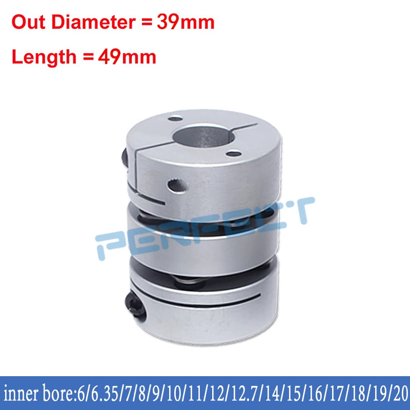 flexible diaphragm coupling 1PC D39L49 hole 8/10/12/14/15/16/17/18 mm Flexible Plum Shaft Coupling CNC Stepper Motor Coupler