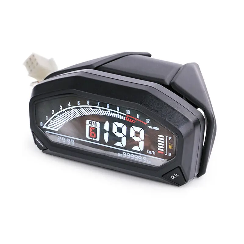 

Motorcycle Speedometer for 2 4 Cylinders Engine 199km/h 12000RPM Rev Counter LCD Digital Dashboard Odometer 6 Gear Universal