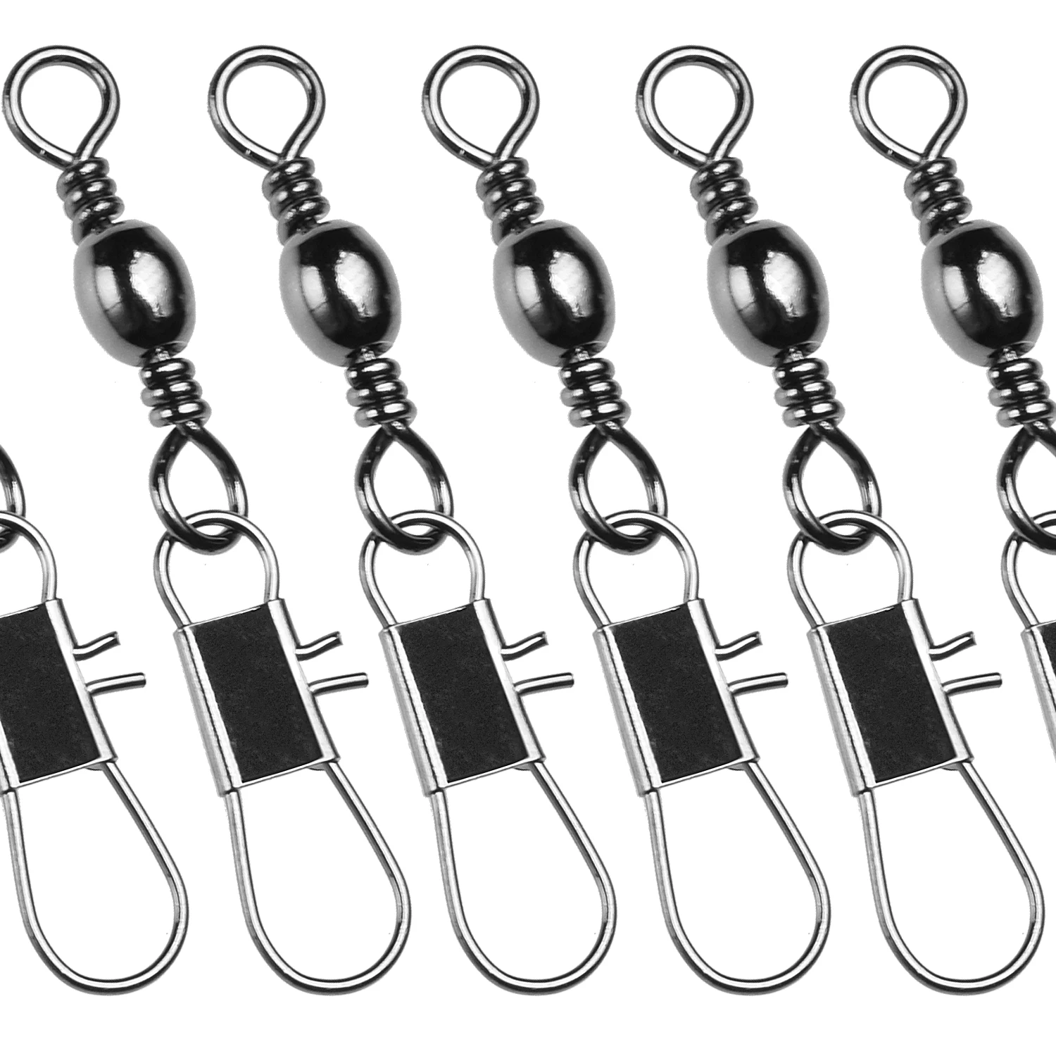 SF 50PCS Fish Fishing Barrel Swivel with Safety Snap Interlock Snaps High Strength Tackle