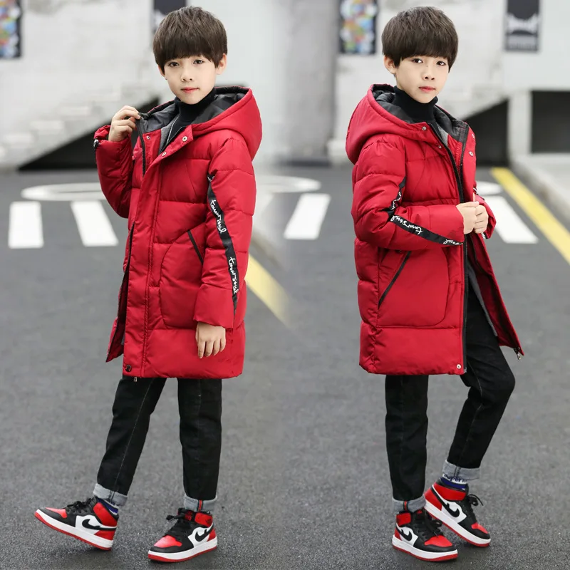 2019 children Parkas 5-14T winter kids outerwear boys casual warm hooded jacket for boys solid boys warm coats