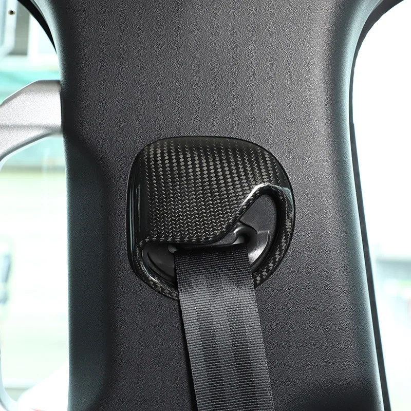 Real Carbon Fiber Car Front Row Seat Belt Decorative Cover Stickers for Land Rover Defender 110 2020-2024 Car Accessories