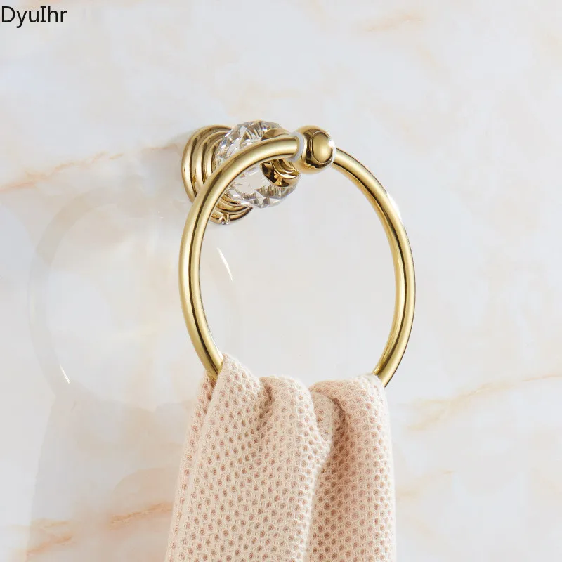 

European style golden crystal towel ring, ring towel rack, towel hanging ring, antique bathroom towel rack, bath towel hanging