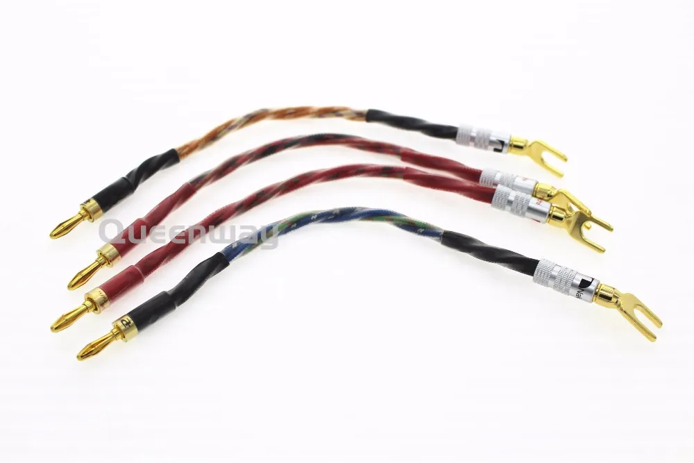 4 PCS/Set HiFi hi-end hiend Brand U type to U/Banana Plug Speaker Jumper cables Speaker Plug/interface link cable 20cm