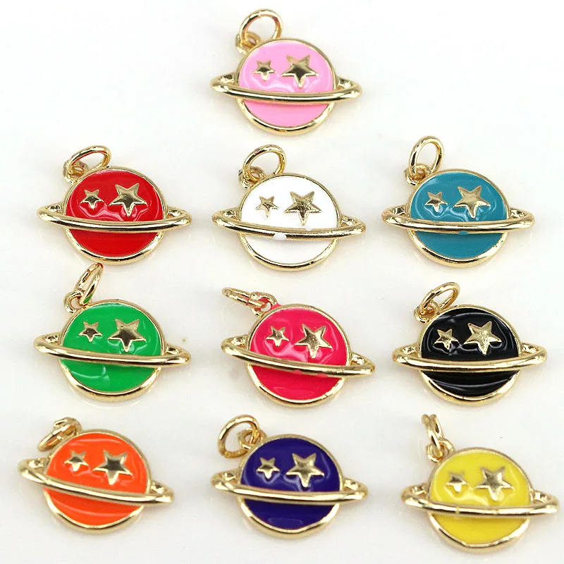 

20Pcs Colorful Enamel Star Planet Pendants Charms For DIY Fashion Jewelry Bracelet or Necklace Making