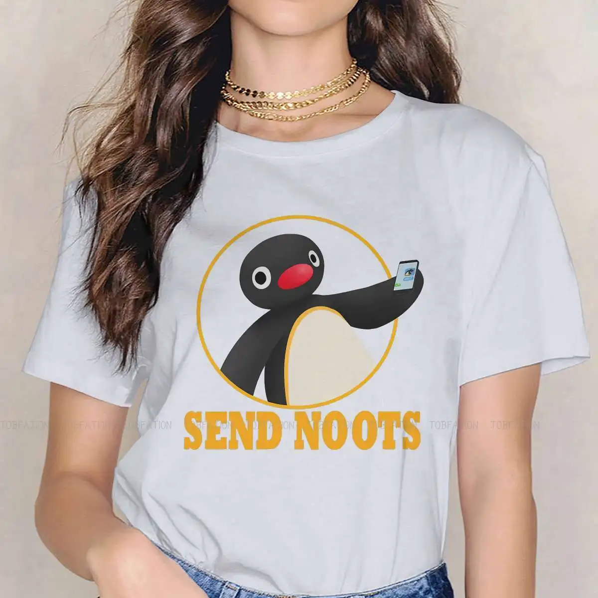 Pingu Noot Pinga Penguin TV Women T Shirt Send Noots Female Tops Harajuku Funny Tees Ladies Tshirt