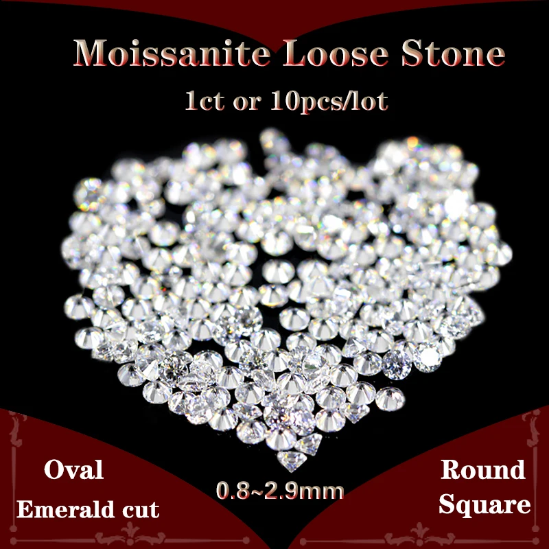 White D Color synthesis Moissanite Stone Test Positive 1mm~3mm Round Brilliant Excellent Cut For Jewelry Making