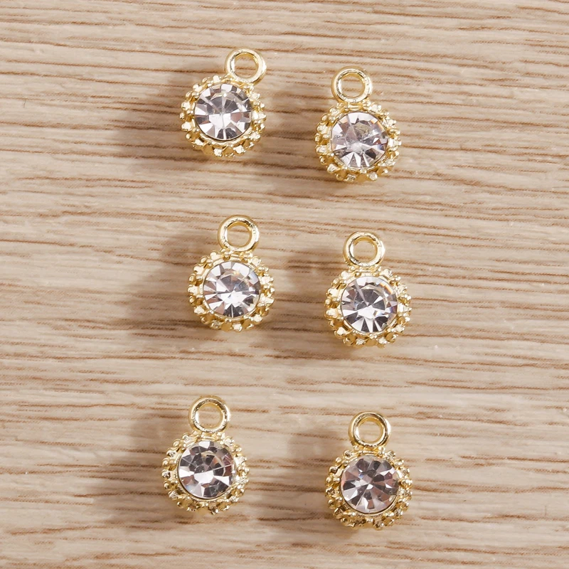 8pcs 4*7mm Shining Crystal Mini Charms Pendants for Making Necklace Earrings Bracelets Handmade Jewelry Craft Decorations