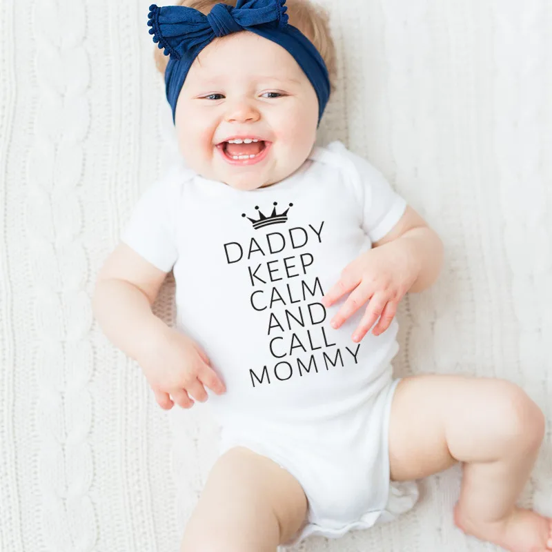 

Funny Daddy Keep Calm and Call Mommy Baby Bodysuit 100% Cotton Short Sleeve Newborn Clothes 0-24M Boys Girls Outfit Romper