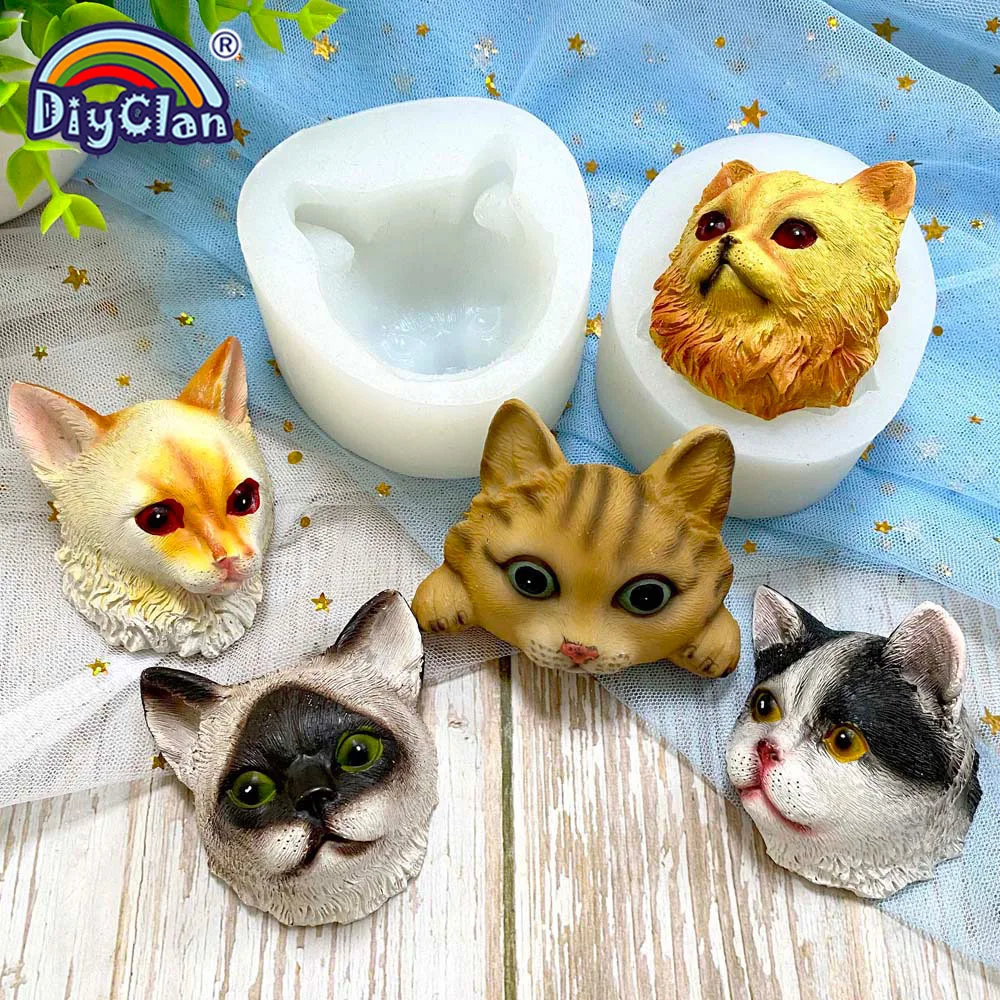 Cat Face Silicone Mold Fondant Cake Chocolate Mousse Decoration Handmade Soap Resin Clay Gypsum Candle Mould Kitchen Baking Tool