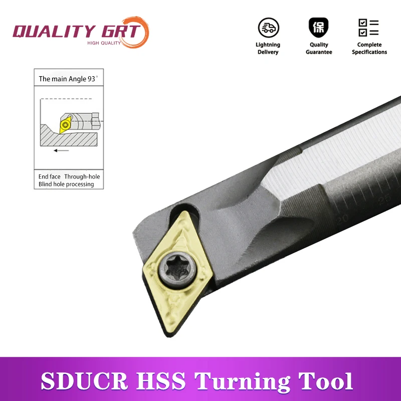 

Q.Grt HSS Turning Tool H08K-SDUCR H10K-SDUCR lathe boring bar small diameter deep hole boring cutter Carbide Insert DCMT07