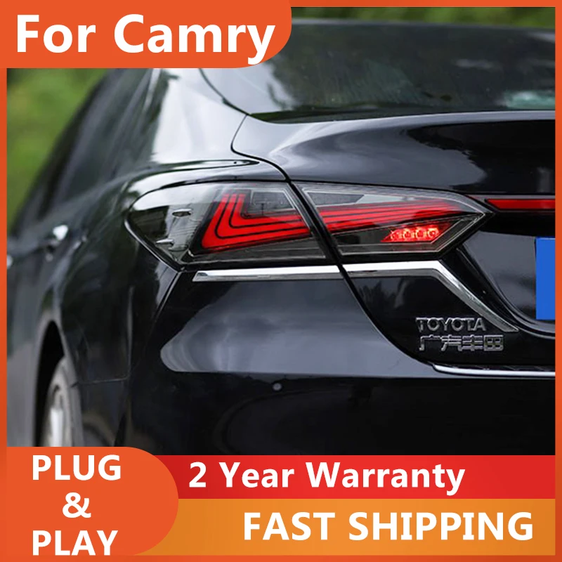 

Полностью светодиодный задний фонарь для Toyota Camry 2018-2021, гибридные задние фонари, светодиодные ходовые огни DRL, светодиодные динамические указатели поворота в сборе