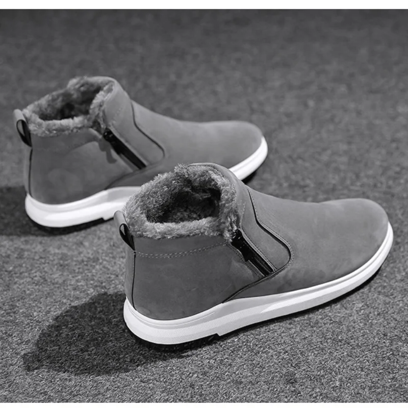 Winter Men Boots High-top Fur Sneakers Platform Snow Boots Suede Ankle Boots 2021 Winter Slip on Work Shoes for Men Botas Hombre