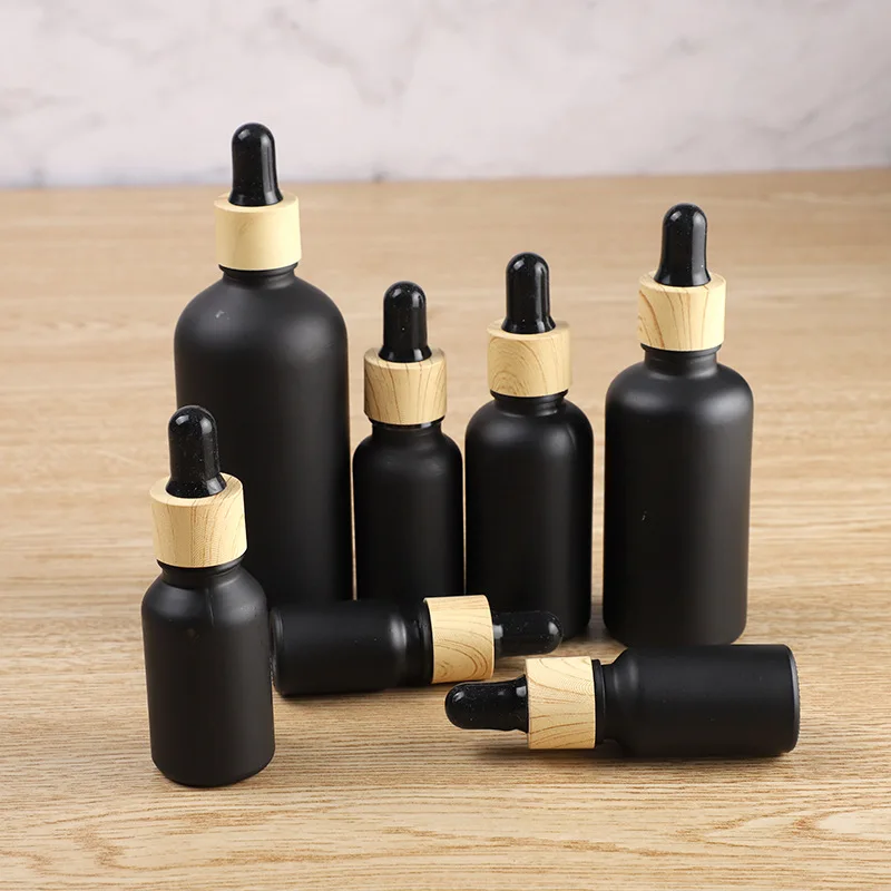 Dropper Bottle Tubes Frosted Black Glass Aromatherapy Liquid for Essential Massage Oil Pipette Container Refillable Bottle