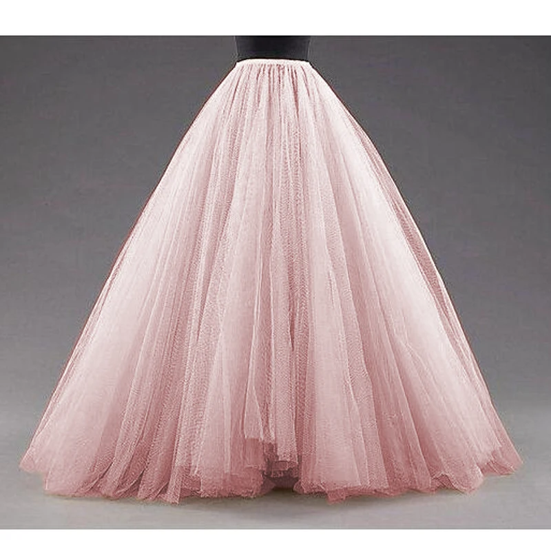 Mingli Tengda Sky Blue Puffy Long Tulle Skirts Women Vintage Gold Female Tutu Skirt For Bridal Custom Made Christmas Petticoat