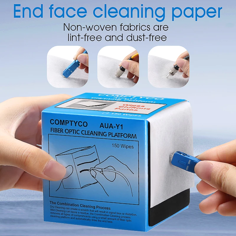 COMPTYCO 150PCS/box AUA-Y1 Fiber optic Cleaning Paper Dust-free paper Wipe paper FTTH Fiber Cleaning Tools