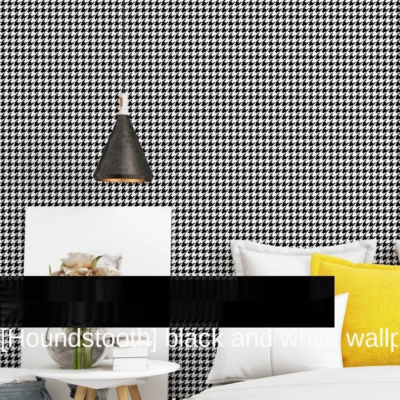 

Qianniao grid black and white grid wallpaper modern simple plain Nordic style ins bedroom living room background wall wallpaper