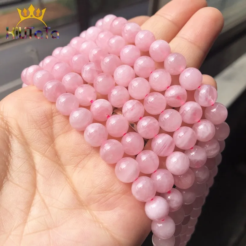 Alam Madagaskar Mawar Kuarsa Manik-manik Bulat Longgar Beads untuk Perhiasan Membuat Diy Gelang Giwang Telinga Aksesoris 7.5 Cm 6/ 8/10 Mm