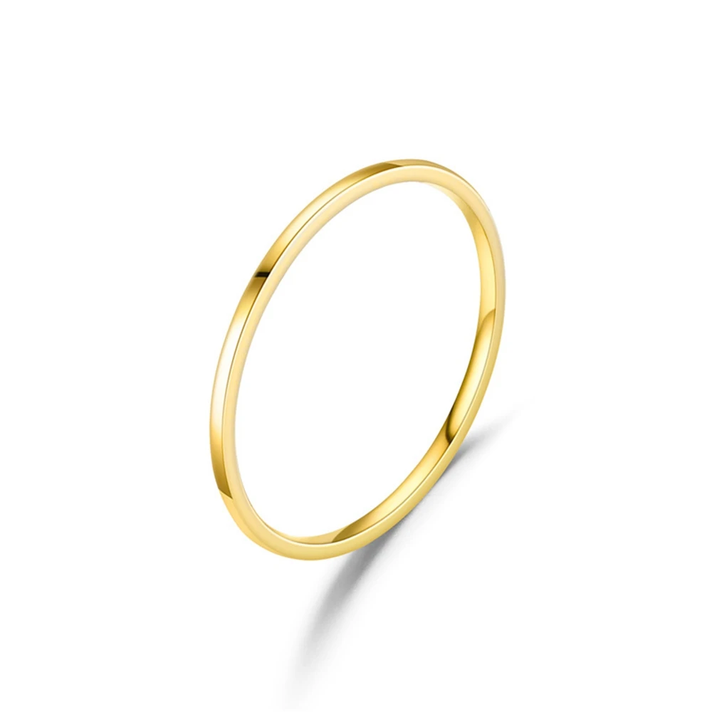 Couple's 2MM Thin Titanium Steel Smooth Ring, Rose Gold