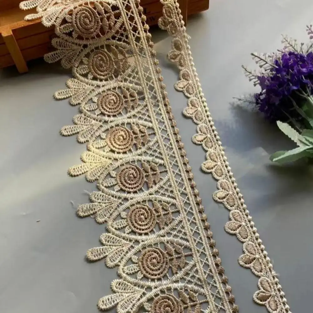 

3 Yards Brown Flower Lace Trims for Dress Costume Trimmings Applique Home Textiles Ribbon Crafts Sewing Fabric 10 CM 2.5 CM