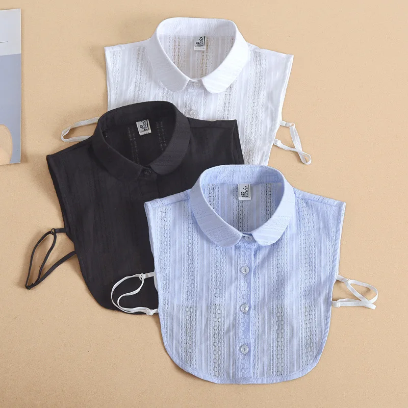 Vintage Stand Fake Collar Shirt Women Lace Lapel Detachable Collars For Women Black False Collars Woman Half Shirt Blouse