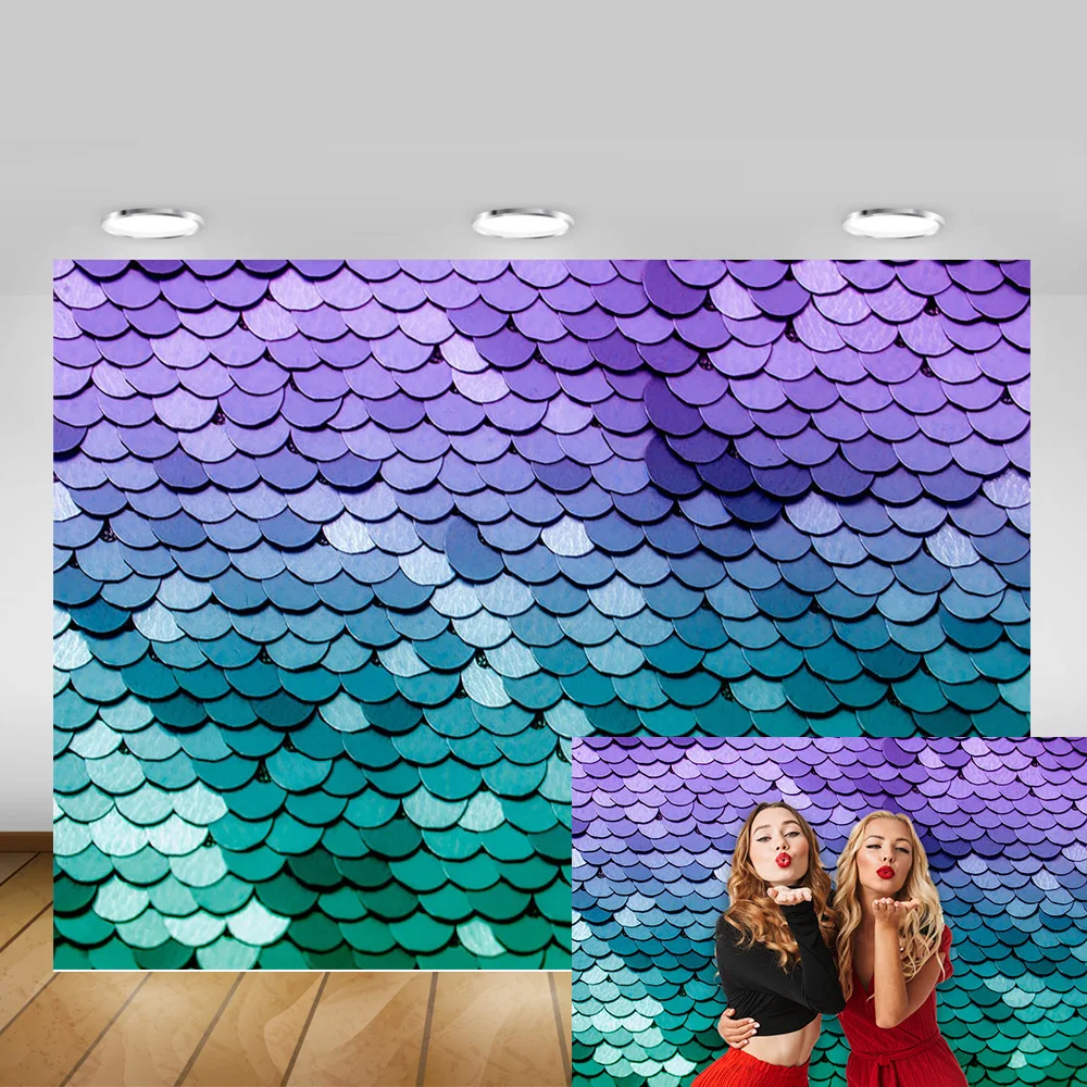 

Mermaid Fish Scale Photo Background Birthday Party Cake Table Backdrop Decor Selfie Background Photography Backdrop Photo Studio