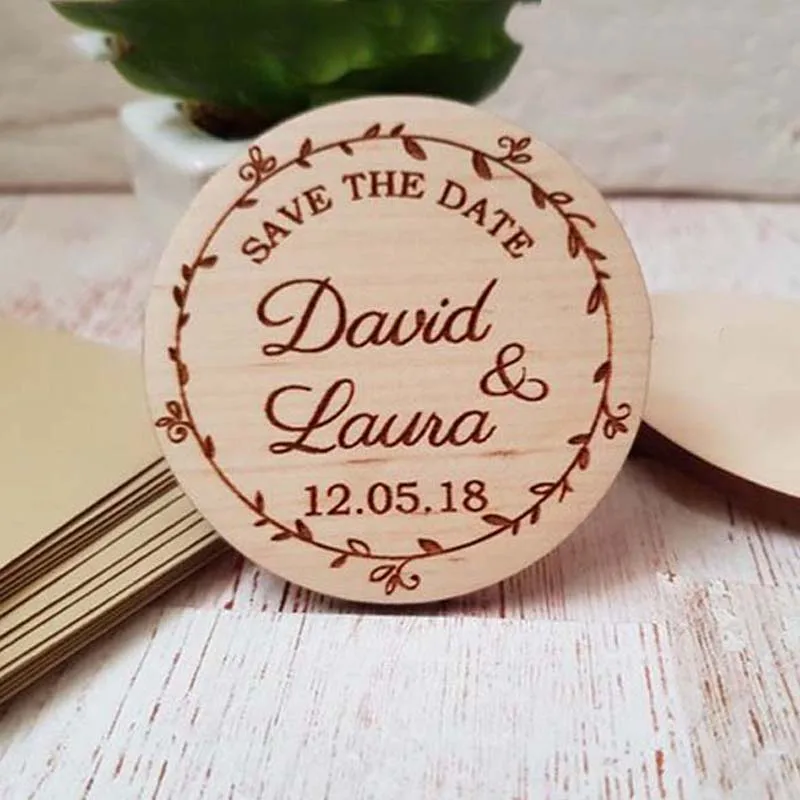 Personalized Wedding Fridge Magnets,Rustic Wood Slice Magnet, Save the Date Custom, Favors and Invitations