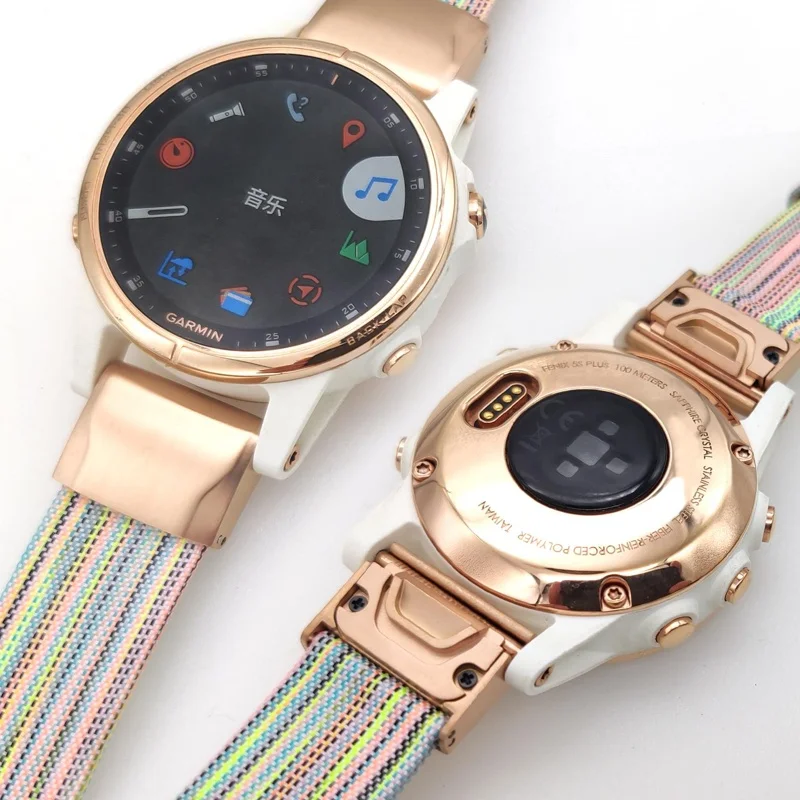 20mm ajuste rápido tecido macio lona náilon secagem rápida pulseira feminina para garmin fenix 5S, fenix 6s pro/sapphire descida mk2s