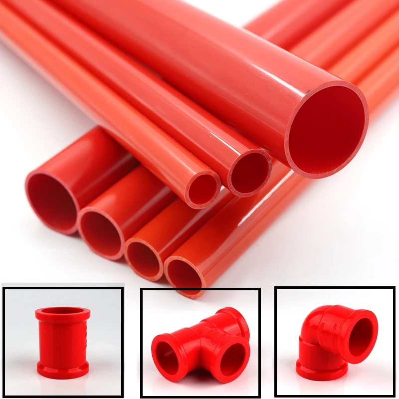 50cm Outer Dia 20~50mm Home Garden Irrigation System UPVC Tube Aquarium Tank Fittings Water Supply Connectors Red PVC Pipes