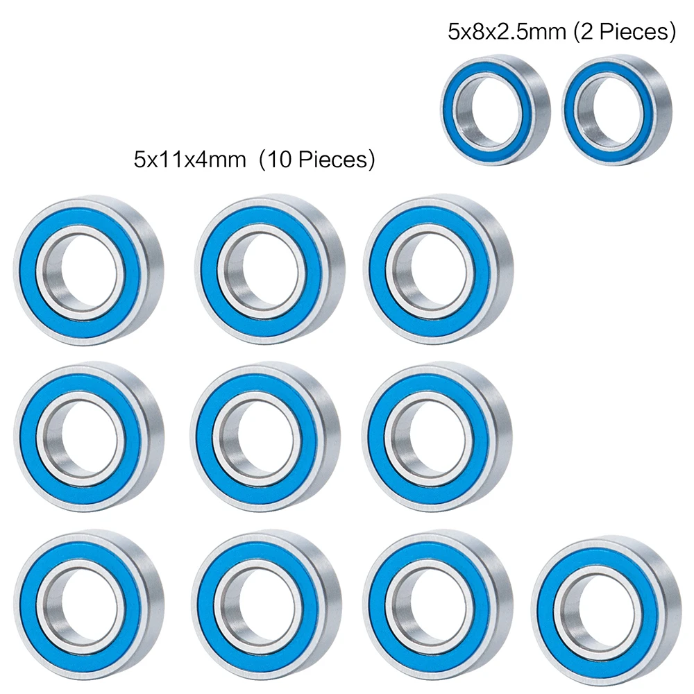 AXSPEED 12PCS Bearing Set Complete Ball Bearing Kit for Tamiya Blackfoot, Mud Blaster & Fast Attack Upgrade Parts