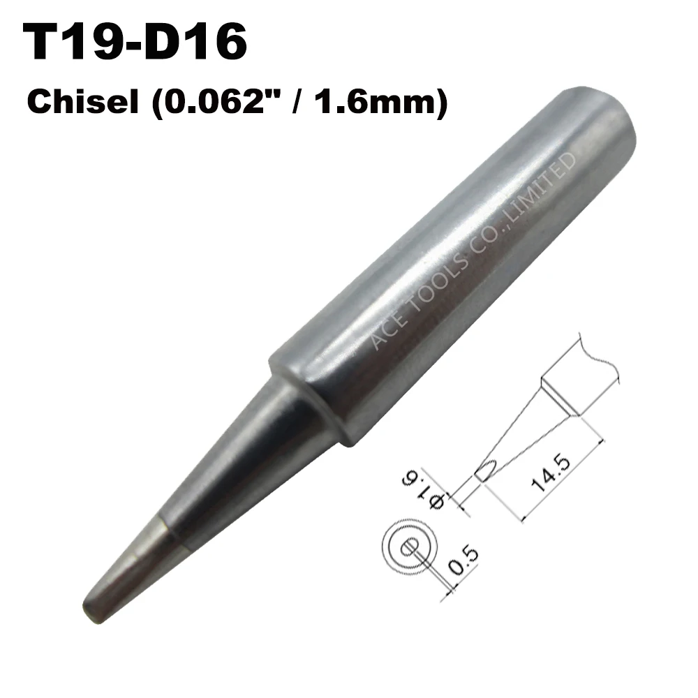 Soldering Tip T19-D16 Screwdriver 1.6mm Replacement Fit for HAKKO FX-601 Lead Free Iron Nozzle Pencil Handle Welding Bit