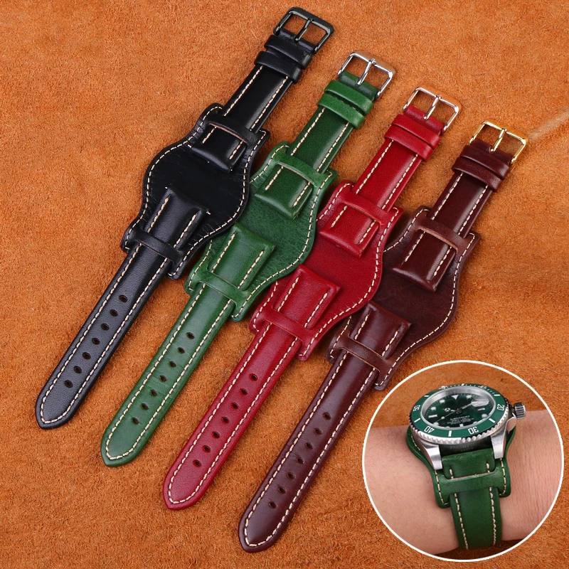 18mm 20mm 21mm 22mm With mat wristwatches band Genuine Le-ather Bracelet  watch strap mens watchband  handmade leather bracelet