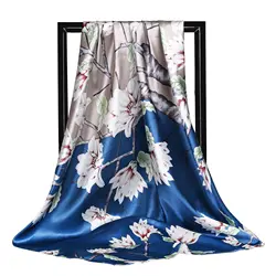 90*90cm New Luxury quality silk spring autumn women printing silk scarves tourism Square scarf fashion seaside sunscreen shawl