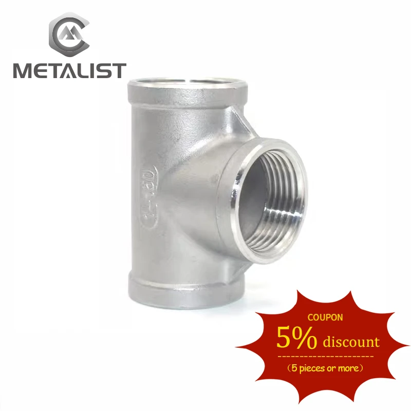 

METALIST 1-1/2"DN40 TEE 3 way SS304 Stainless Steel F/F/F Threaded Pipe Fittings FemalexFemalexFemale For home brew