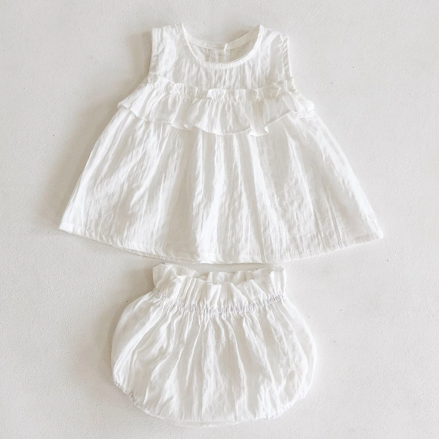 

Summer Cute White Cotton Baby Girl Top+Shorts Pink Two-piece Clothing Set 3 6 9 12 18 24Month Toddler Infant Clothes OBS214806