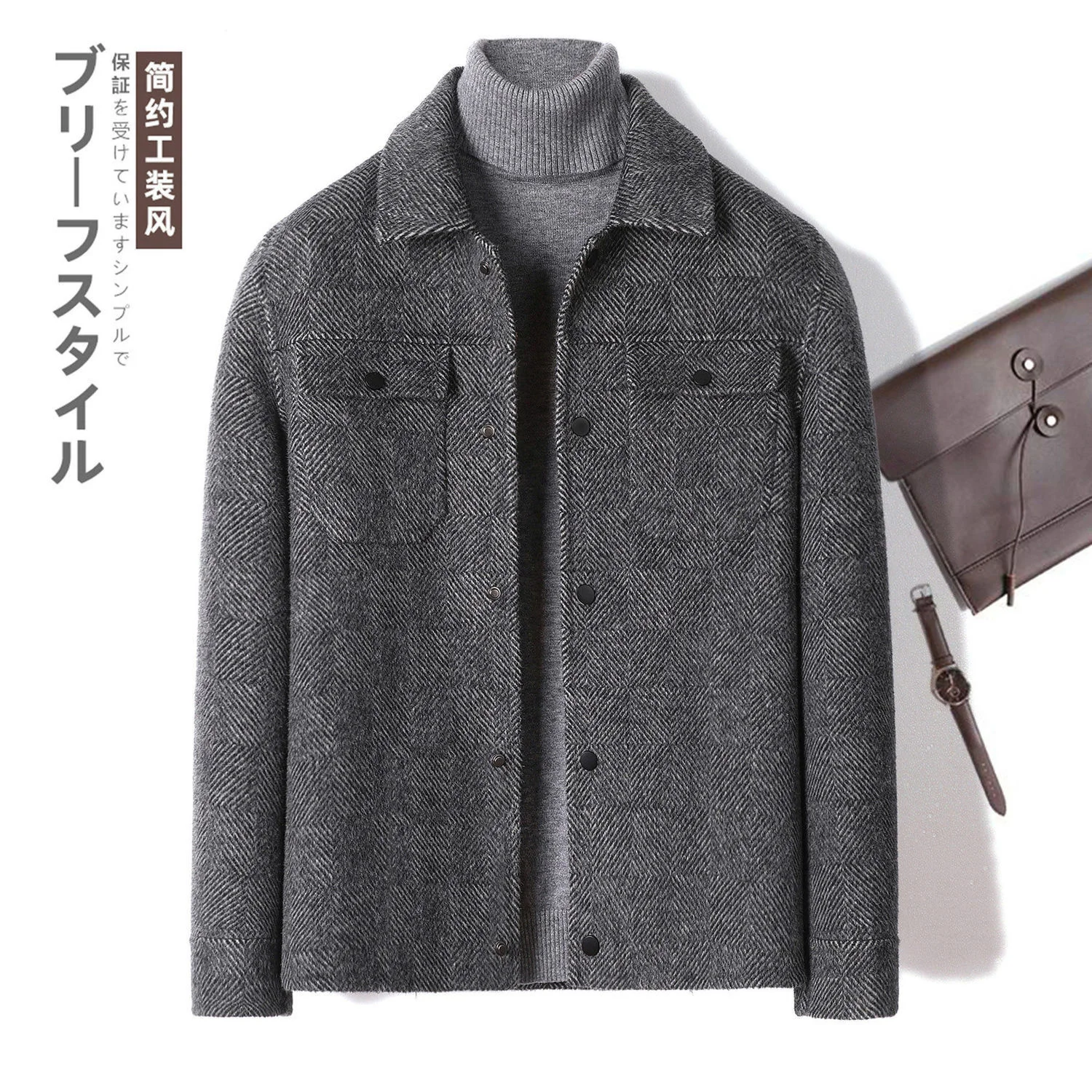 Autumn 2022 Winter New Fashion Men Wool Coat Casual Warm Woolen Coats Men Mid-length Jacket Men's Single Breasted Overcoat B441