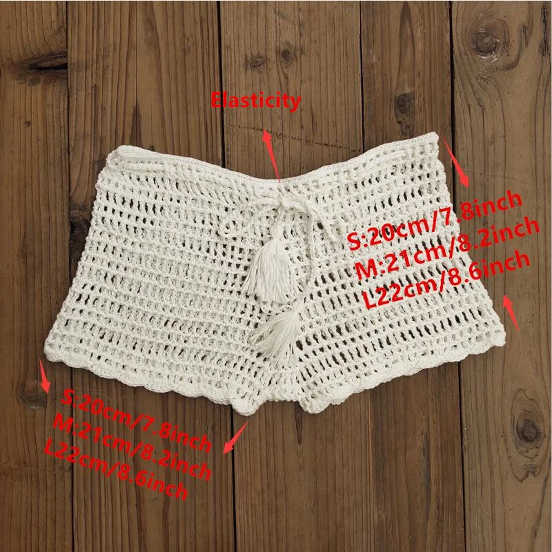 Sexy crochet swimsuit for women, flat shorts, beach clothing, hollow out, solid color, for the Beach, New 2024