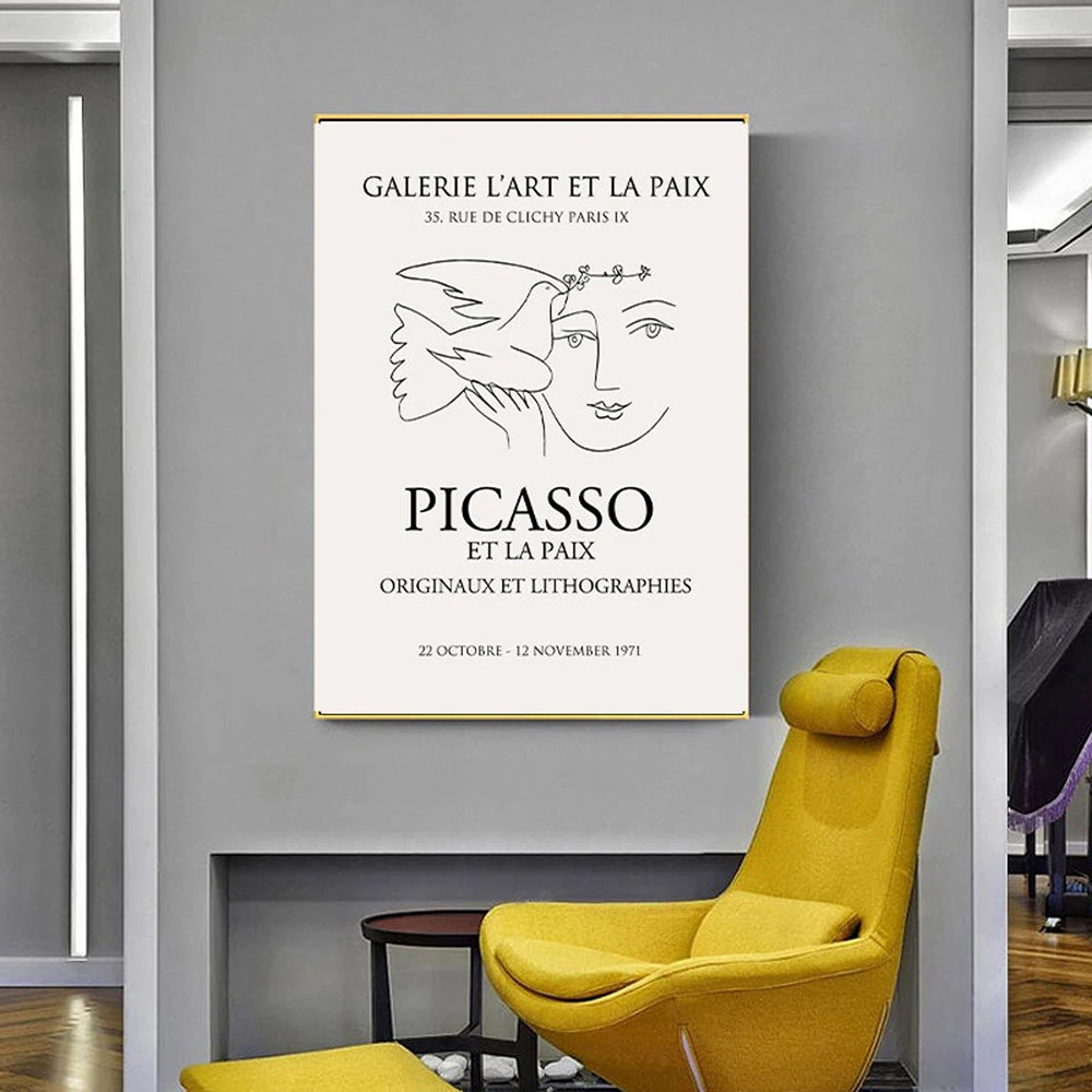 Picasso Sketch Art Line Drawing Poster Abstract Human Minimalist Wall Art Canvas Print Famous Painting Moder Decorative Picture