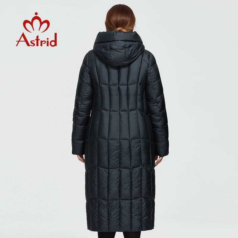 Imagem -04 - Astrid 2023 Novo Inverno Cabolsa Feminino Longo Quente Parka Xadrez Moda Grosso Jaqueta com Capuz Tamanhos Grandes Roupas Femininas 9546