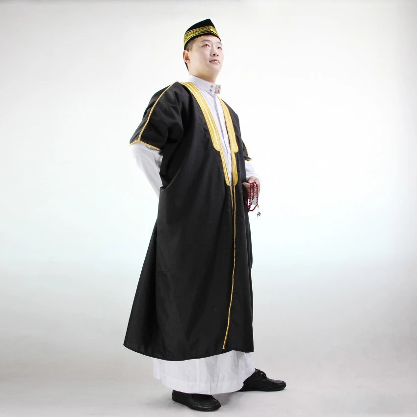 Muslim Embroidery Bachelor Islamic Clothing Men Kaftan Stage Speech Pakistan Abaya Graduation Jubba Thobe Long Coat Saudi Arabia