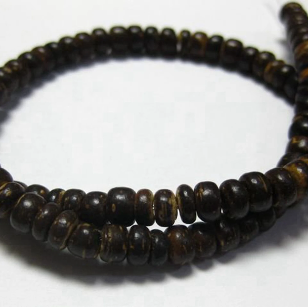 5 Strands Natural Dark Coconut Shell Rondelle Beads 16\