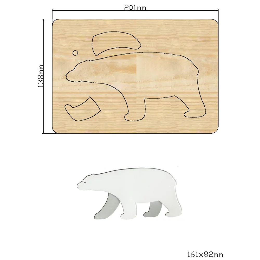 2021 New Polar bear Cutting Dies Wooden Knife Die Compatible With Most Manual Die Cut Cutters