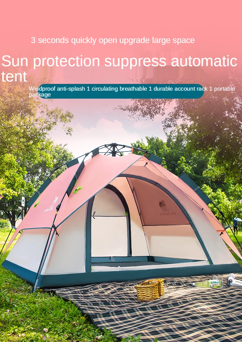 zq  Outdoor Tent Large Family Double Door Camping Camping Outdoor Sun Protection Portable Rain Proof