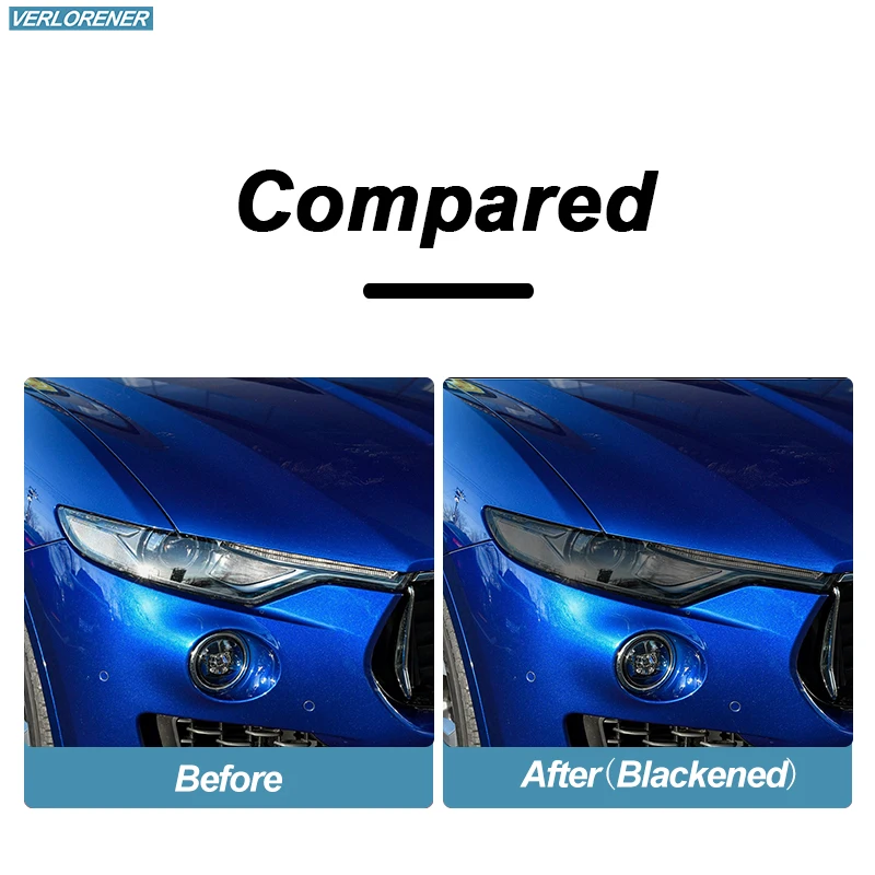 2 Pcs Car Headlight Protective Film Smoked Black Tint Wrap Vinyl Transparent TPU Sticker For Maserati Levante M161 2017-2021