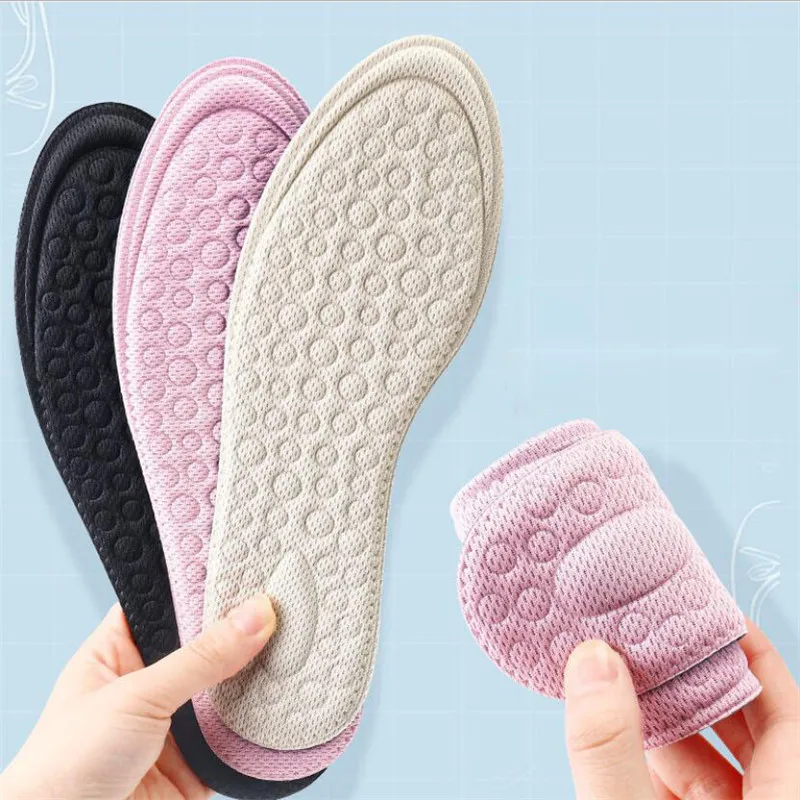 Women Ladies Fashion Comfortable High Heel Shoes Insoles Massage Point Anti Slip Shock Absorption Knitted Fabric Shoes Insoles