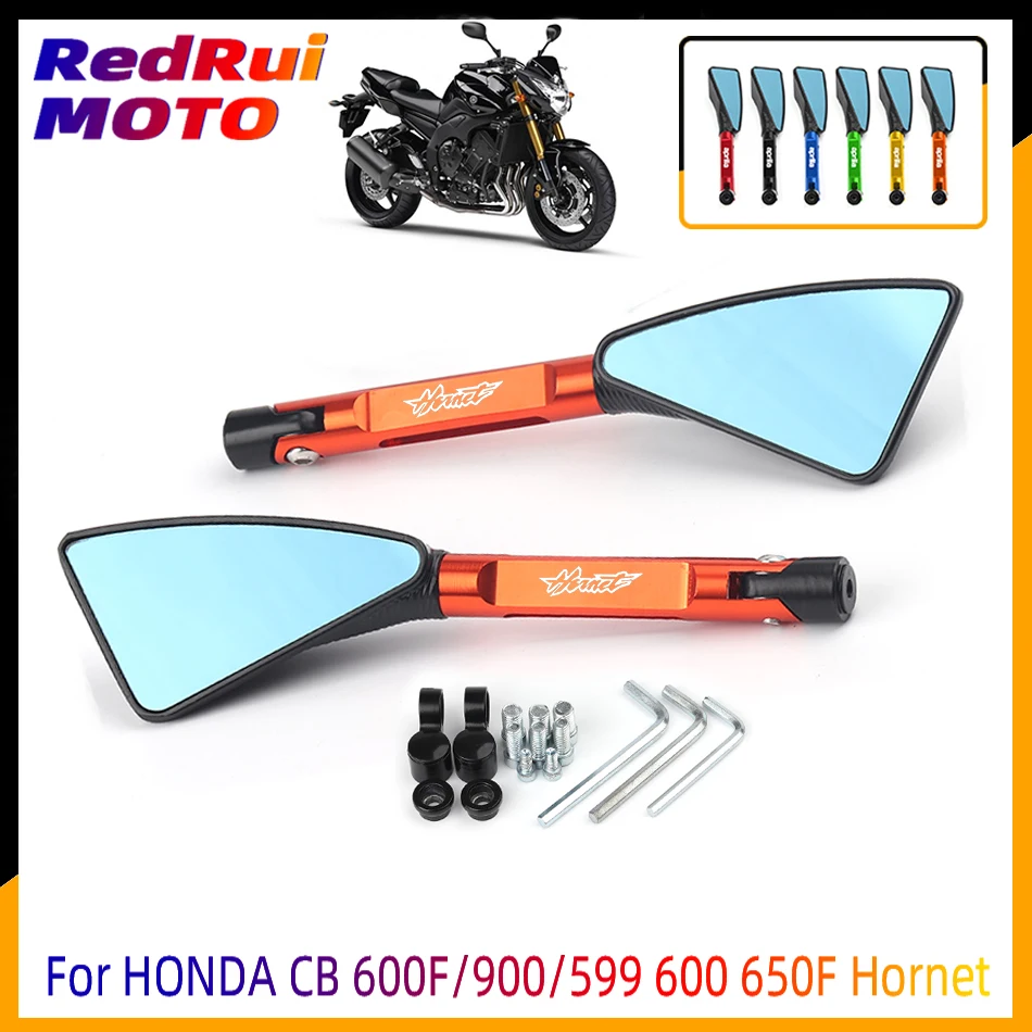 Universal Motorcycle CNC Aluminum  Rear View Mirrors Blue Anti-glare Mirror For HONDA CB600F/CB900 CB599 CB600 CB650F Hornet