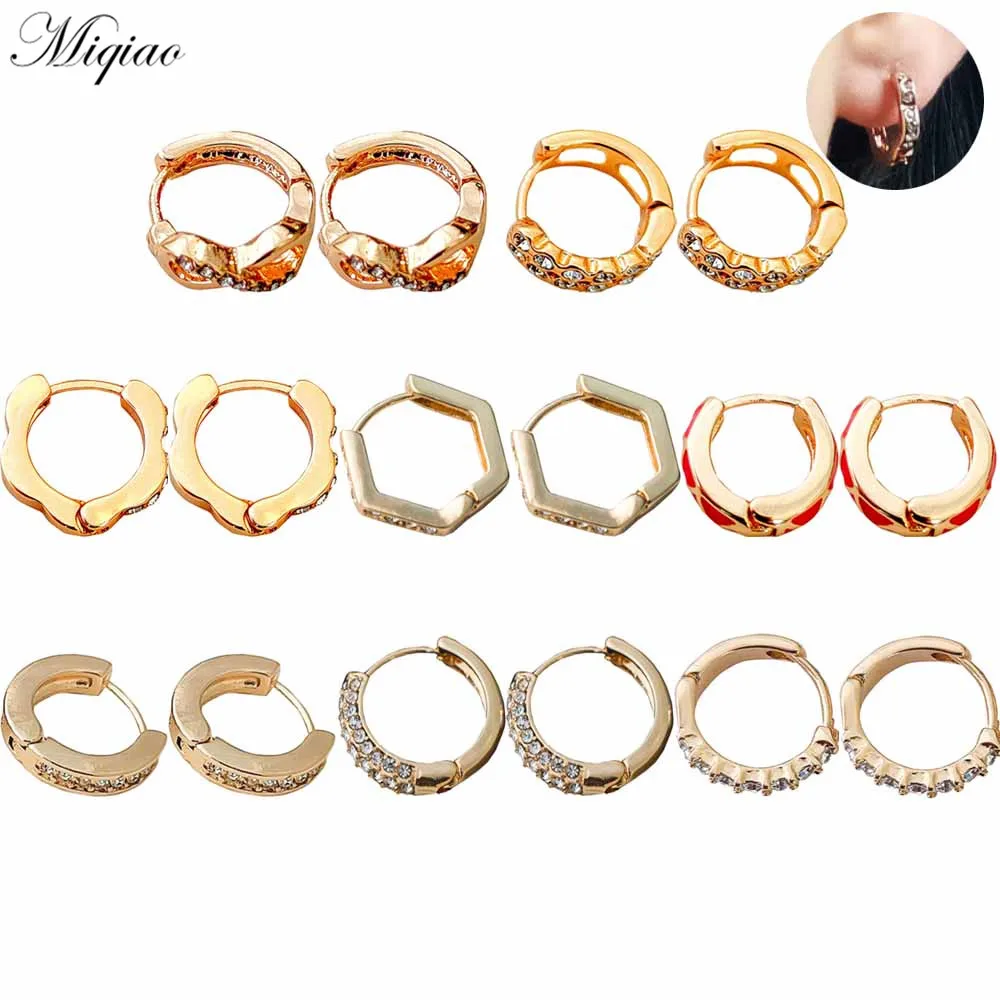 Miqiao 2pcs Fashionable Cute Small Fresh Flashing Diamond Circle Ear Buckle Body Piercing Jewelry